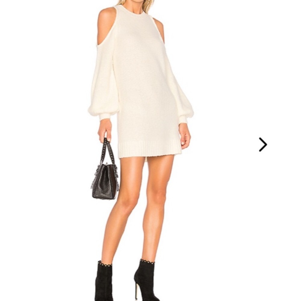 Lovers + Friends Chunky Overall Wool Blend Sweater Dress, Size Small, Cream